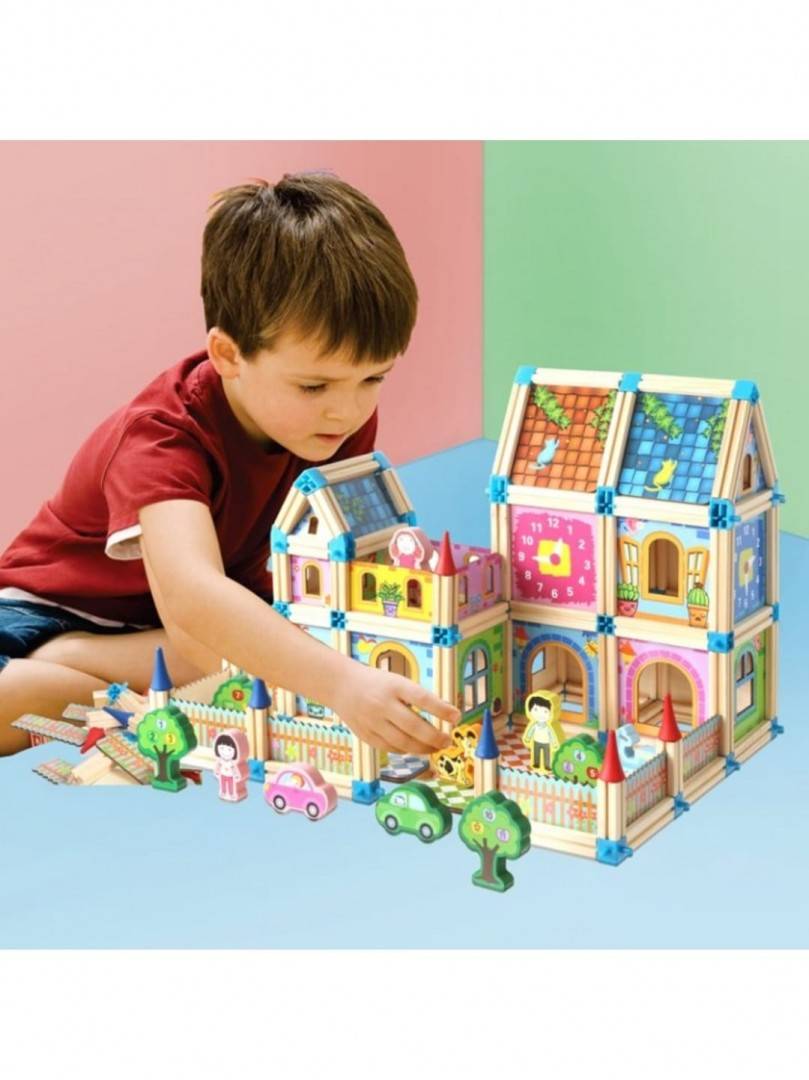 Joc constructie Castelul Arhitectului, lemn, multicolor, 268 piese