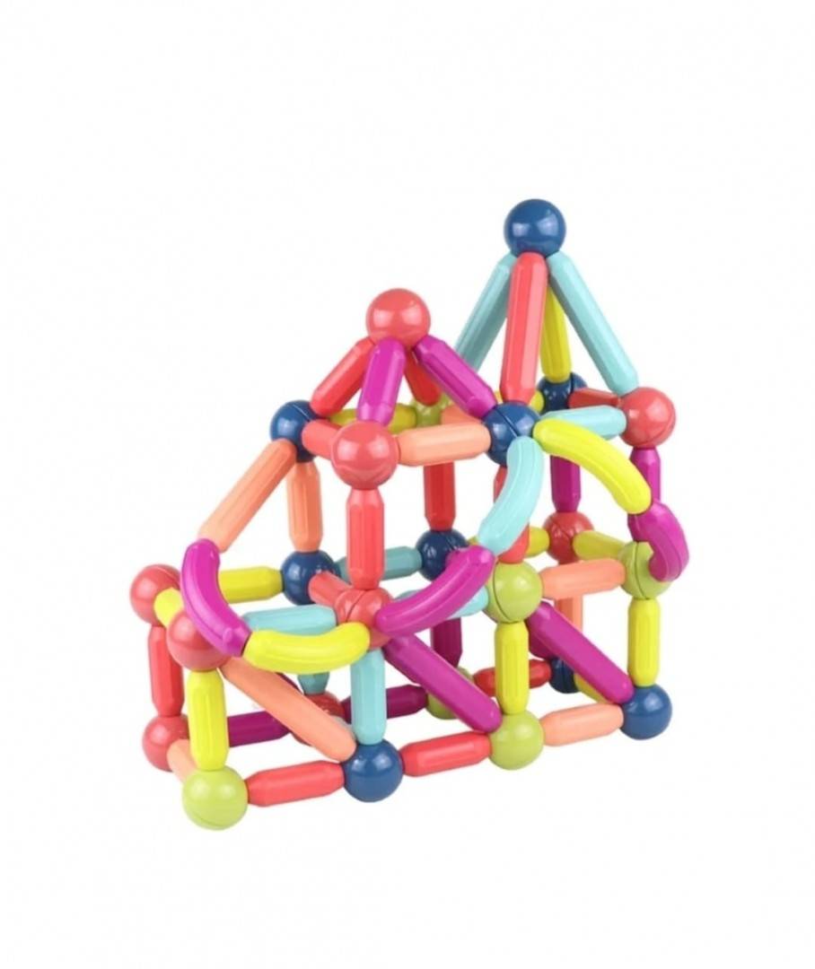 Joc Constructii Magnetice, Sticks Building Onshine, multicolor, 128 piese