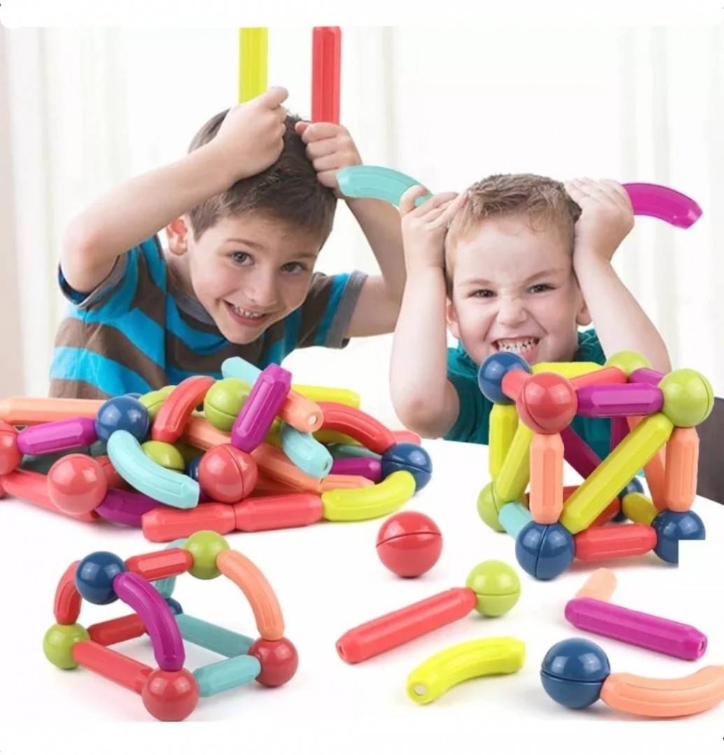Joc Constructii Magnetice, Sticks Building Onshine, multicolor, 128 piese