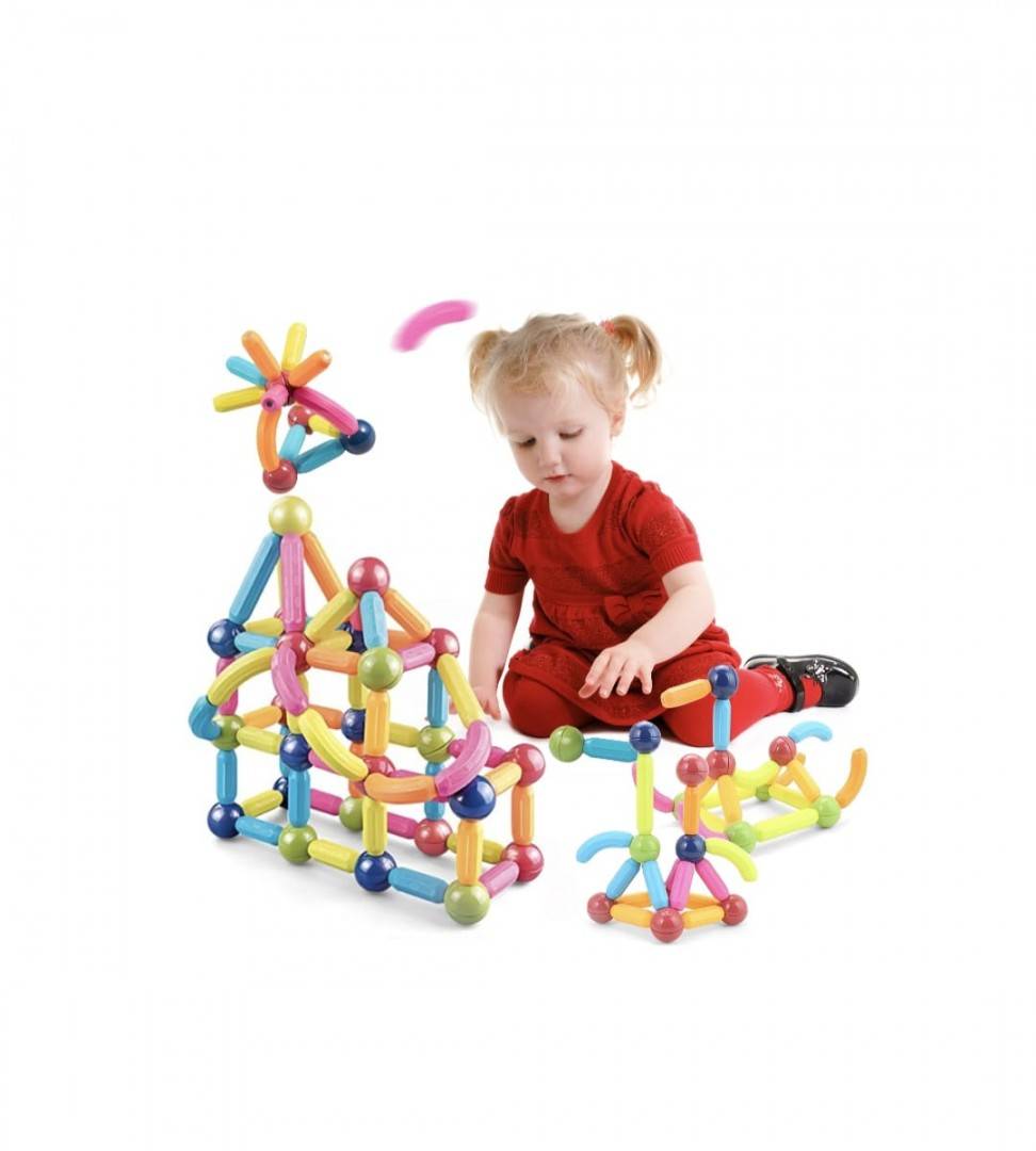 Joc Constructii Magnetice, Sticks Building Onshine, multicolor, 100 piese