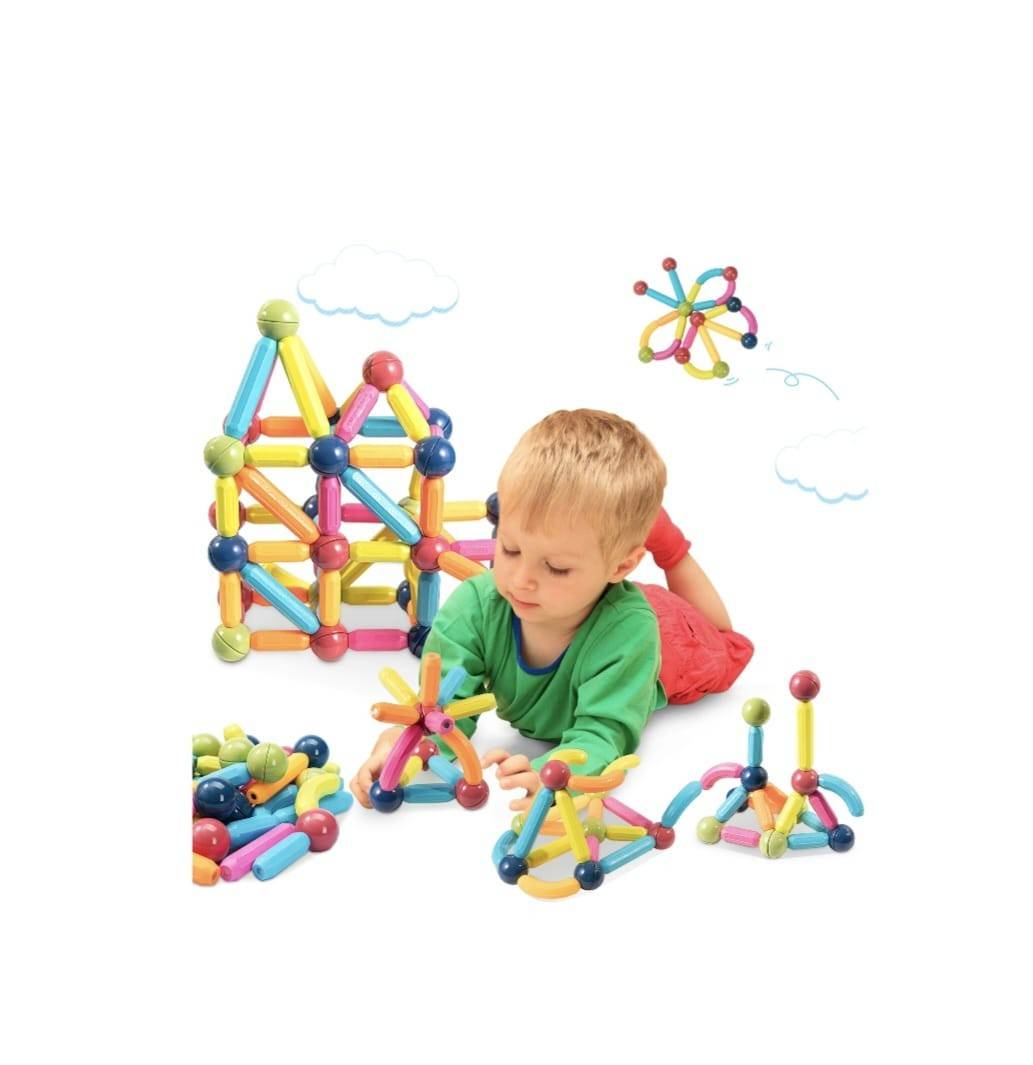 Joc Constructii Magnetice, Sticks Building Onshine, multicolor, 100 piese