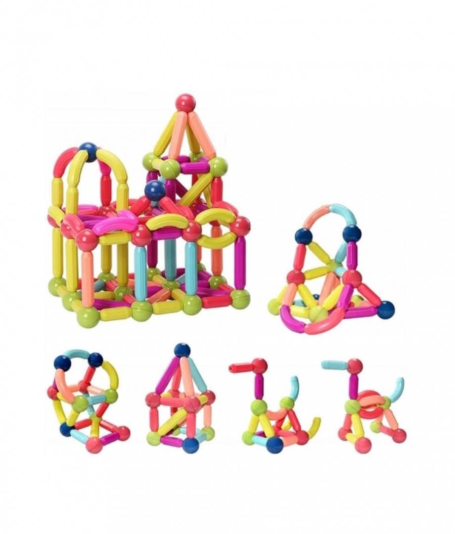 Joc Constructii Magnetice, Sticks Building Onshine, multicolor, 130 piese