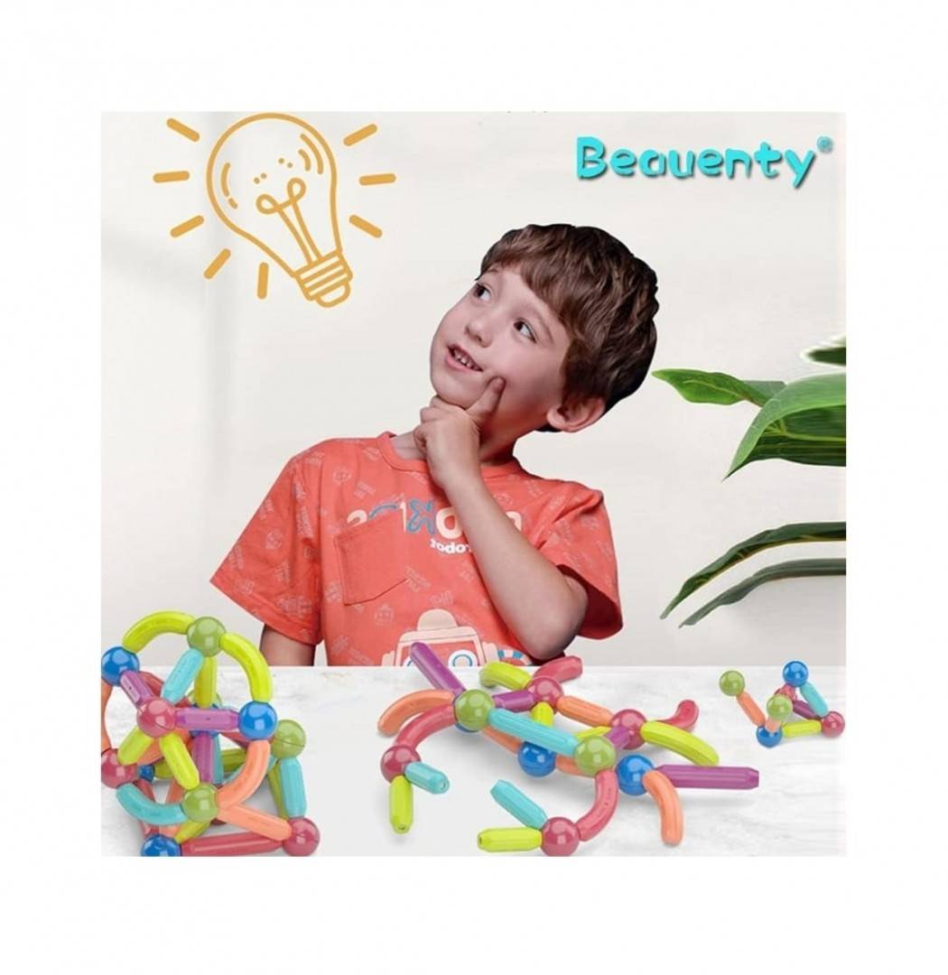 Joc Constructii Magnetice, Sticks Building Onshine, multicolor, 130 piese