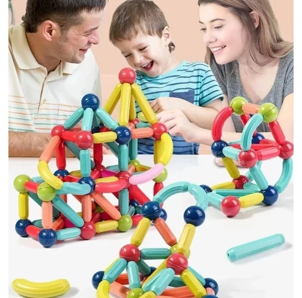 Joc Constructii Magnetice, Sticks Building Onshine, multicolor, 130 piese