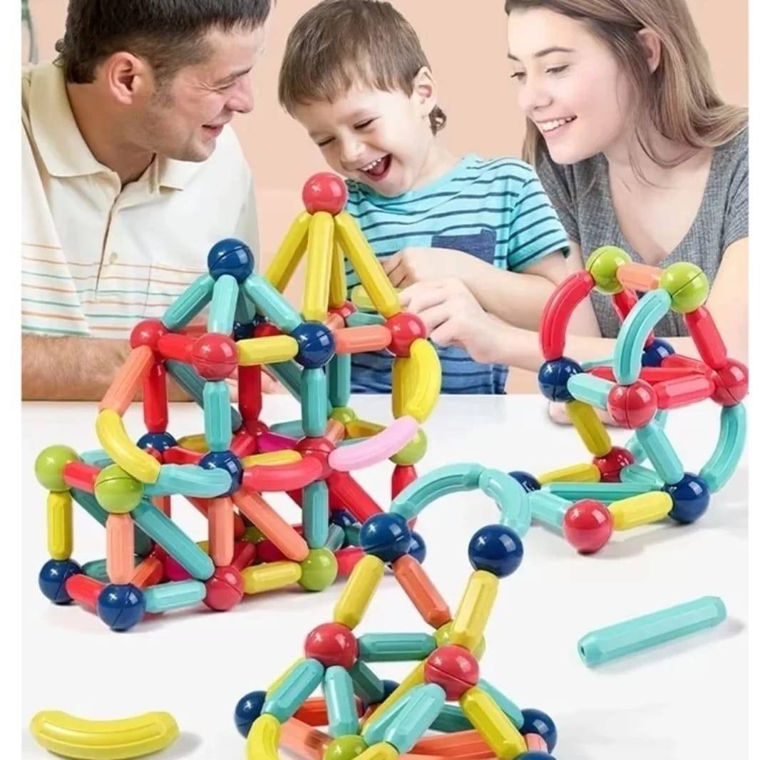 Joc Constructii Magnetice, Sticks Building Onshine, multicolor, 130 piese