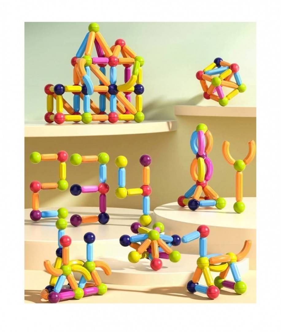 Joc Constructii Magnetice, Sticks Building Onshine, multicolor, 130 piese