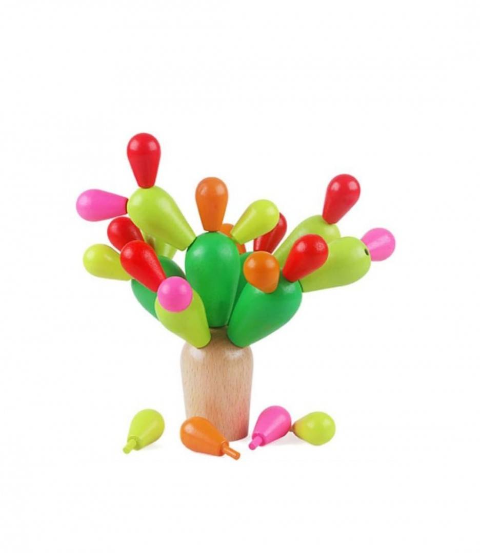 Joc de constructie si echilibru, Cactus, lemn, 3 ani+