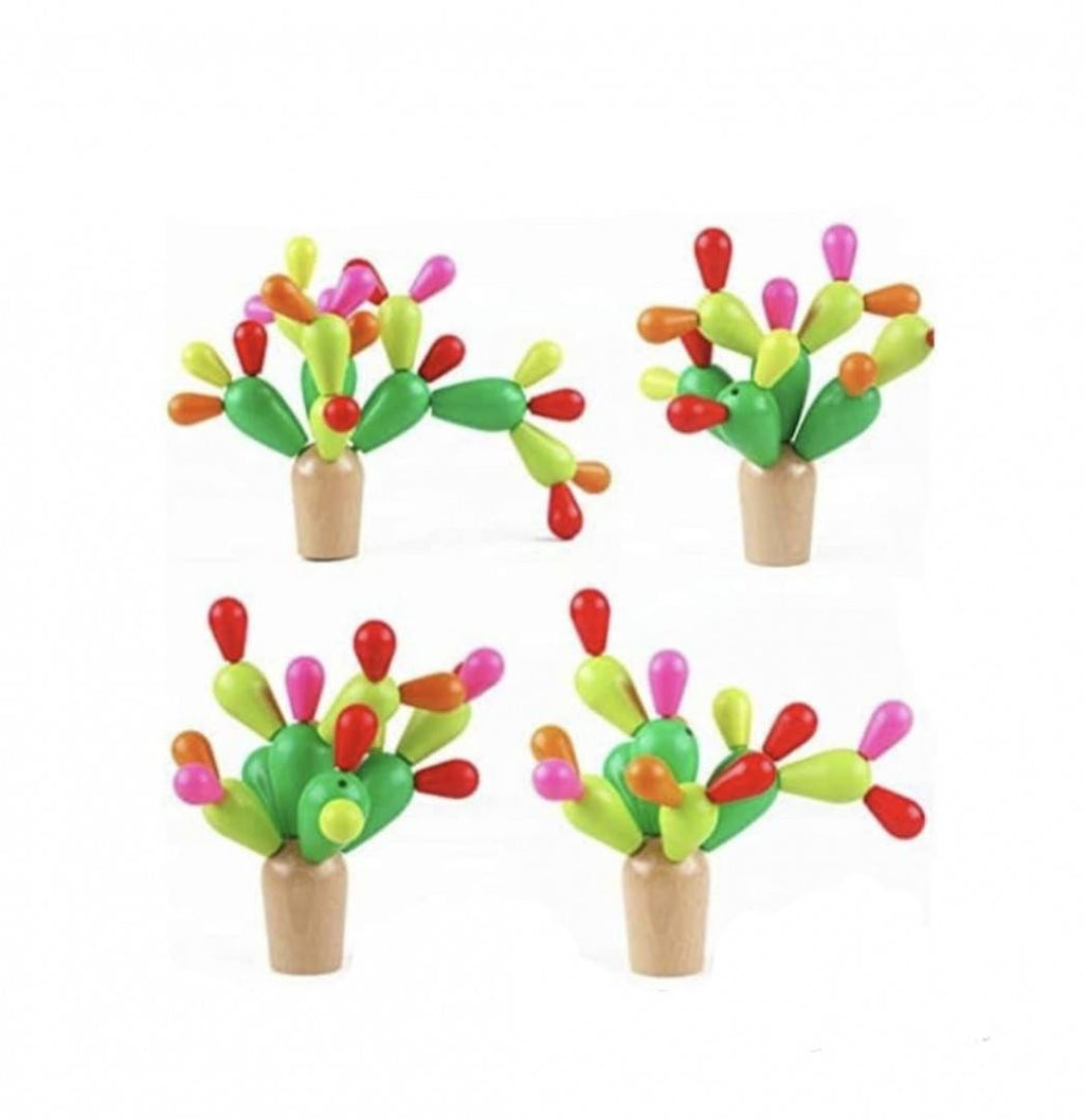 Joc de constructie si echilibru, Cactus, lemn, 3 ani+