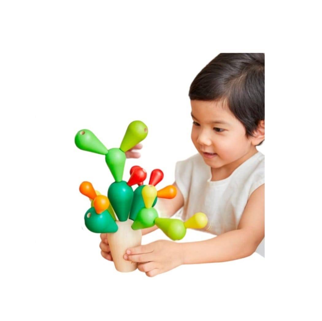 Joc de constructie si echilibru, Cactus, lemn, 3 ani+