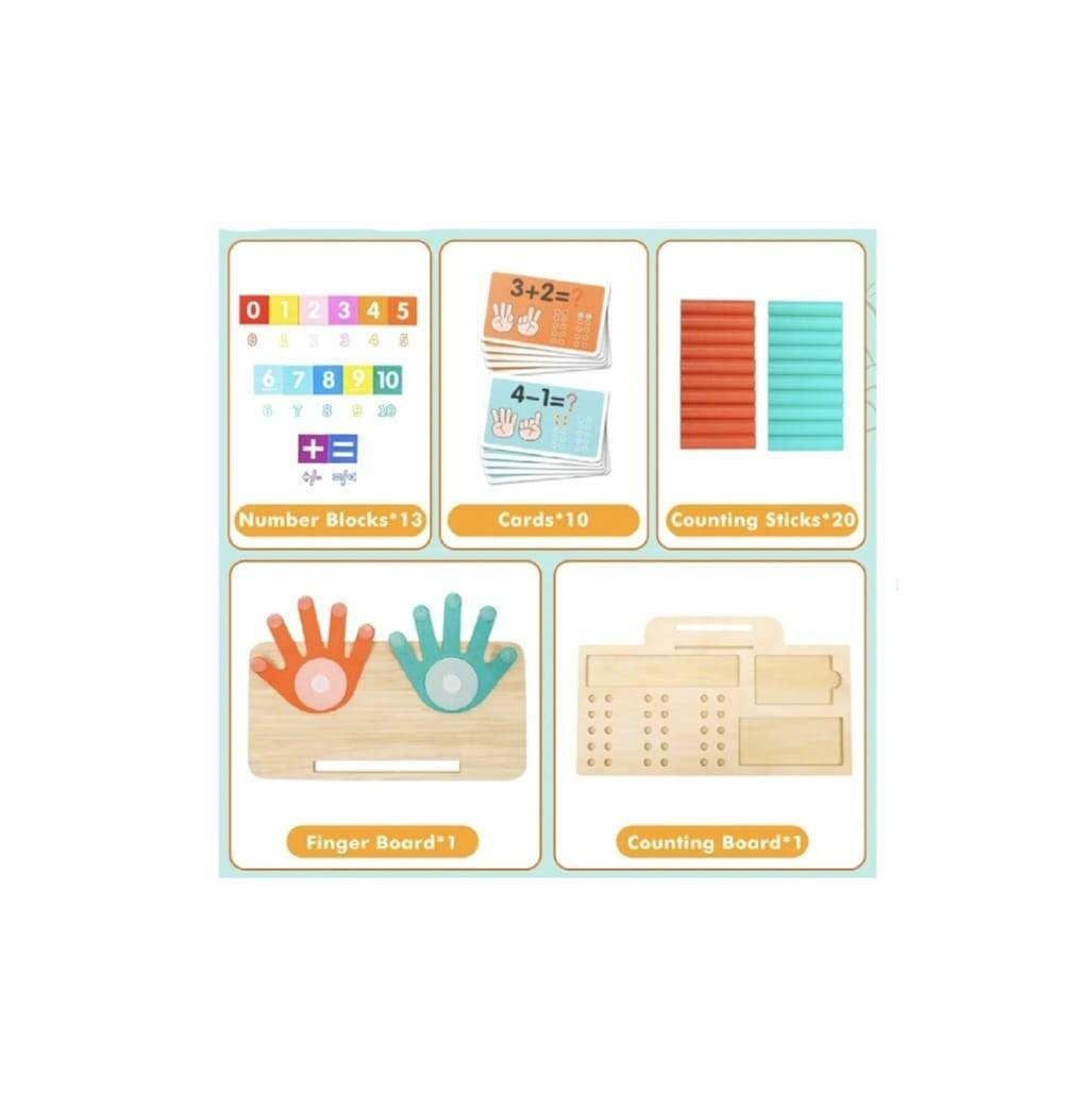 Joc de numarat pe degete, montessori, piese detasabile, cu arici, pentru gradinita, lemn