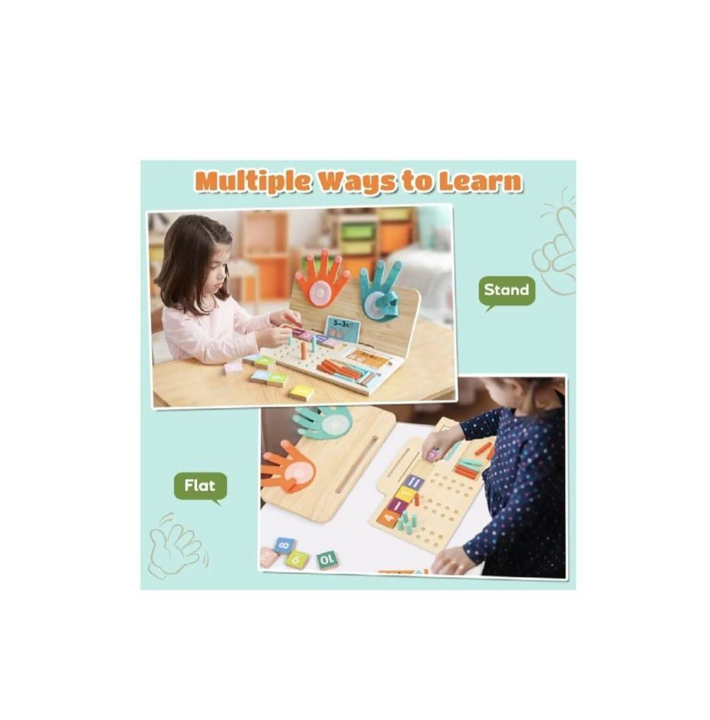 Joc de numarat pe degete, montessori, piese detasabile, cu arici, pentru gradinita, lemn