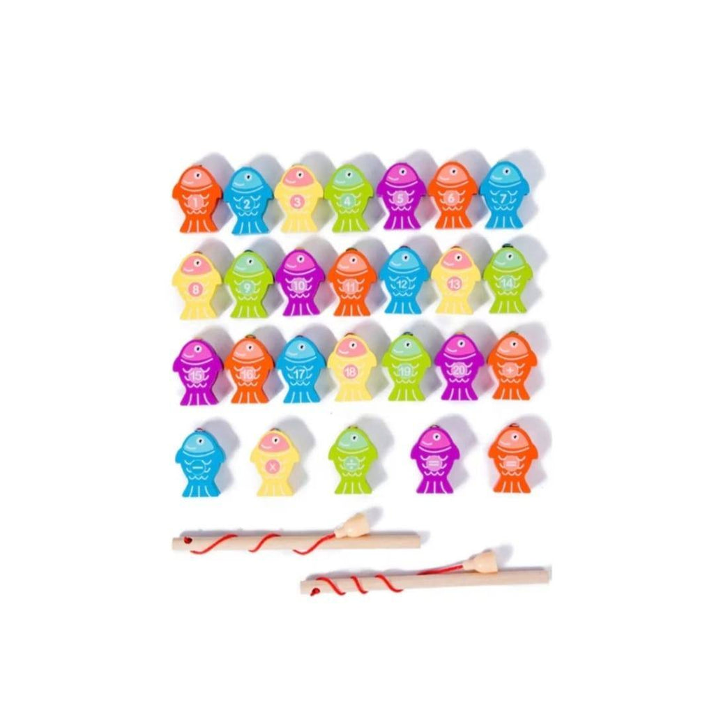 Joc de pescuit Fishing Game, magnetic cu litere si cifre, multicolor, lemn