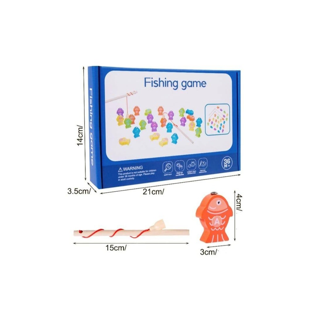 Joc de pescuit Fishing Game, magnetic cu litere si cifre, multicolor, lemn