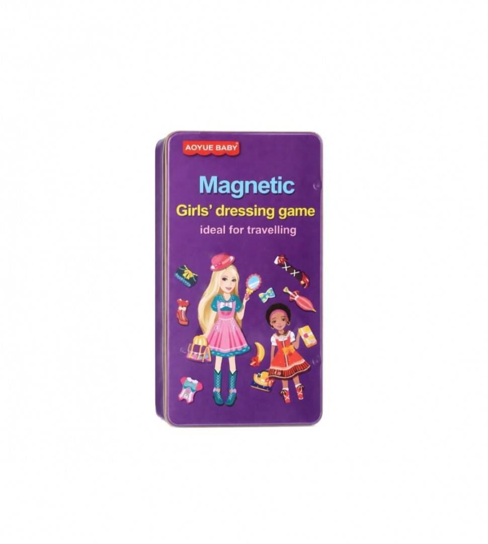 Joc de societate de tip magnetic, Girls Dressing Game, Set creativ cu haine si accesorii, multicolor, 18 cm, 8 ani+