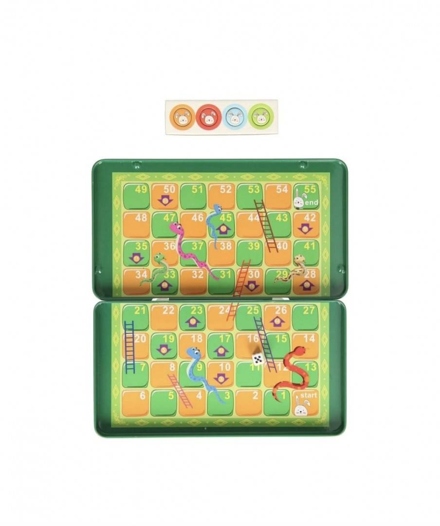 Joc de societate de tip magnetic, Serpi si Scari, portocaliu, 18 cm, 4 ani+