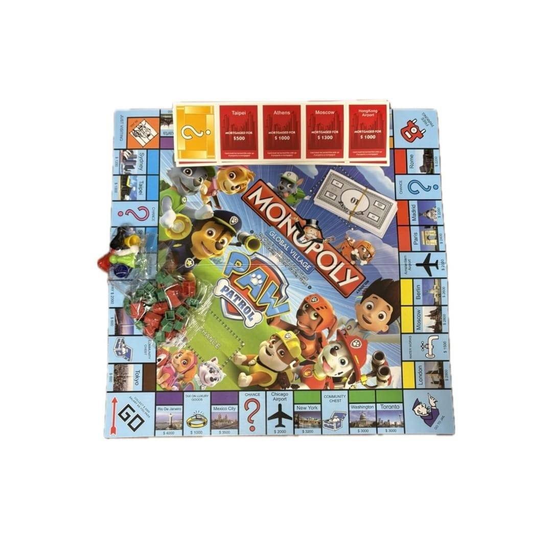 Joc de societate in engleza, Monopoly World Edition, Paw Patrol, multicolor, 100 piese