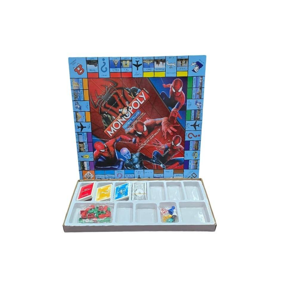Joc de societate in engleza, Monopoly World Edition, Spider man , multicolor, 100 piese