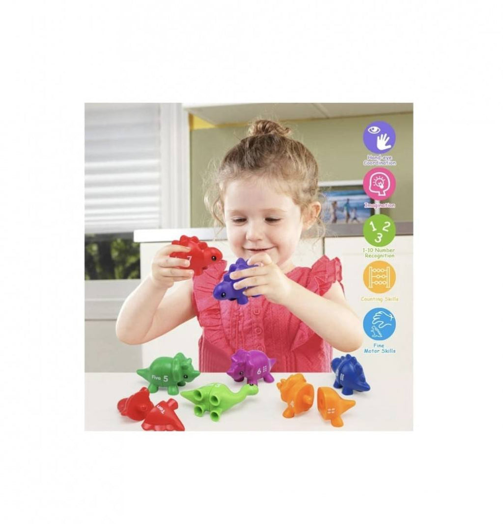 Joc educativ de asociere, Dinozauri si numere, multicolor, 18 luni +