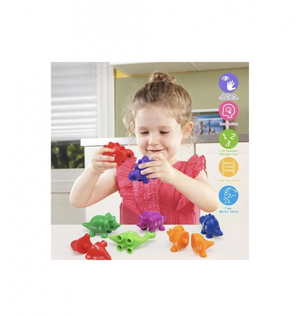 Joc educativ de asociere, Dinozauri si numere, multicolor, 18 luni +