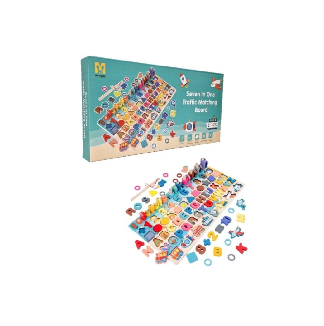 Joc educativ, Montessori, MASHASHOP, sortator de forme si pescuit magnetic, lemn, 3 ani+