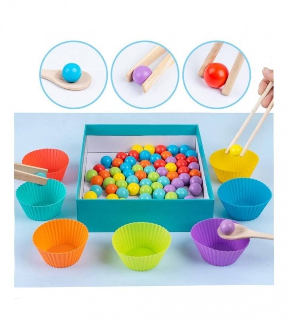 Joc educativ operatiuni matematice, lemn, multicolor, 27 cm