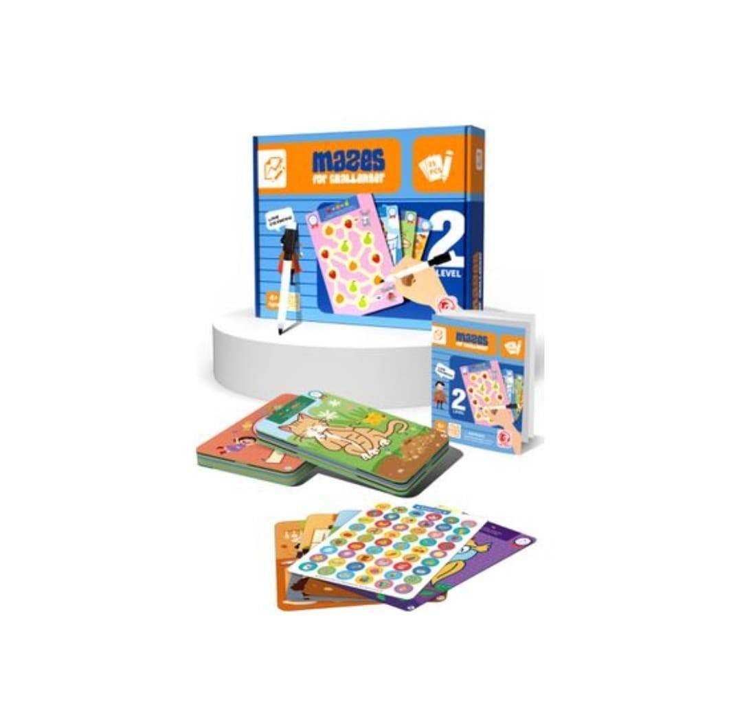Joc labirint, 25 planse reutilizabile, Level 2, multicolor
