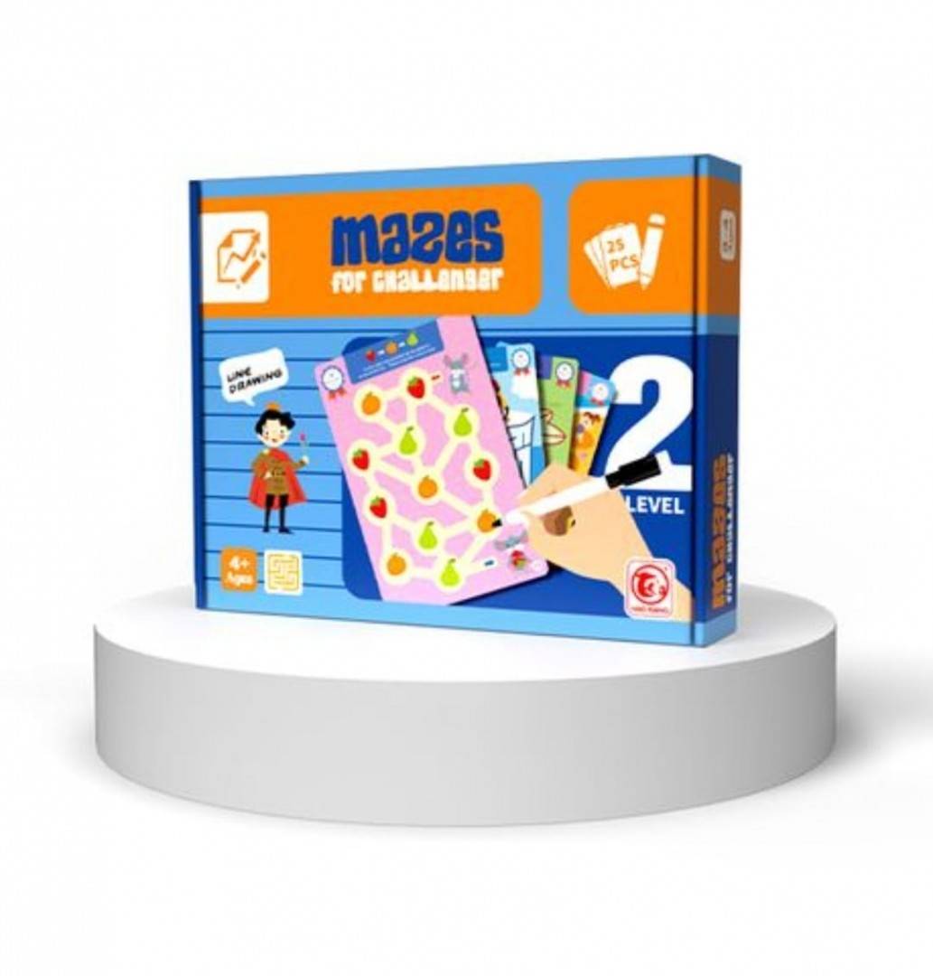Joc labirint, 25 planse reutilizabile, Level 2, multicolor