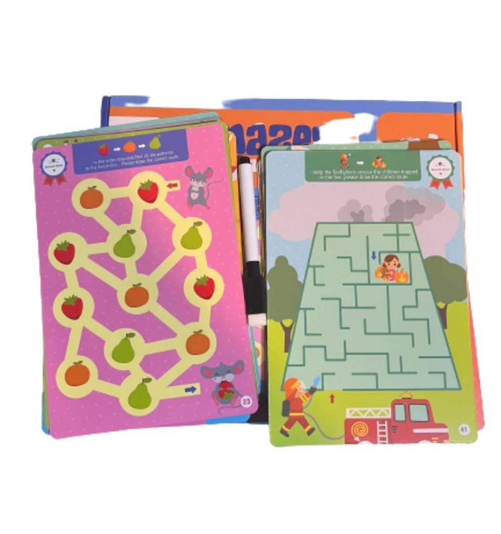 Joc labirint, 25 planse reutilizabile, Level 2, multicolor