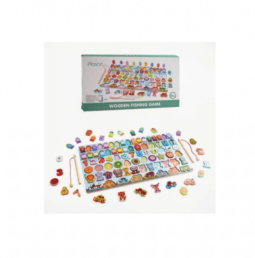 Joc logaritmic 6 in 1, multifunctional cu alfabet si cifre, montessori, lemn, multicolor