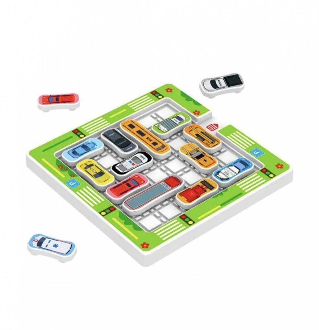 Joc logic labirint Masini, Car Moving Game, lemn, 3 ani+