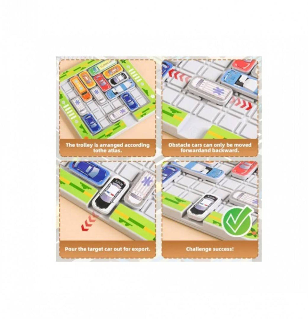 Joc logic labirint Masini, Car Moving Game, lemn, 3 ani+