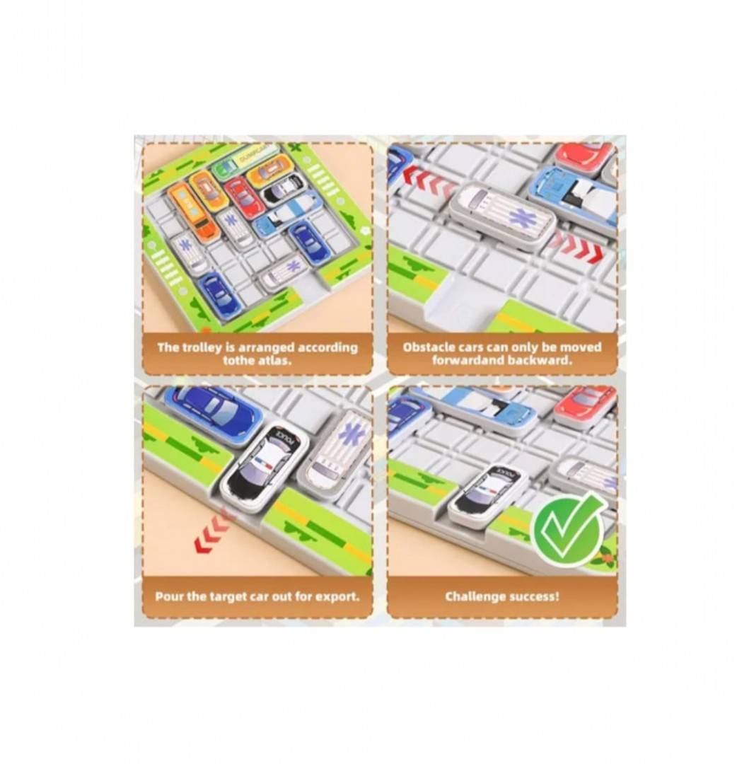 Joc logic labirint Masini, Car Moving Game, lemn, 3 ani+