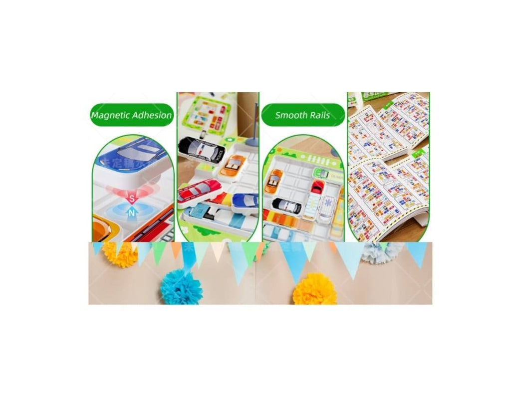 Joc logic labirint Masini, Car Moving Game, lemn, 3 ani+