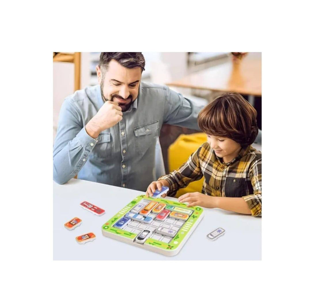 Joc logic labirint Masini, Car Moving Game, lemn, 3 ani+