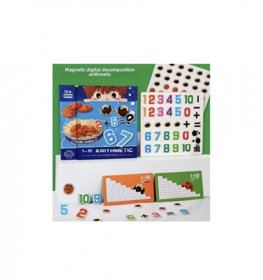 Joc magnetic aritmetic, 76 piese magnetice, multicolor, 3 ani+