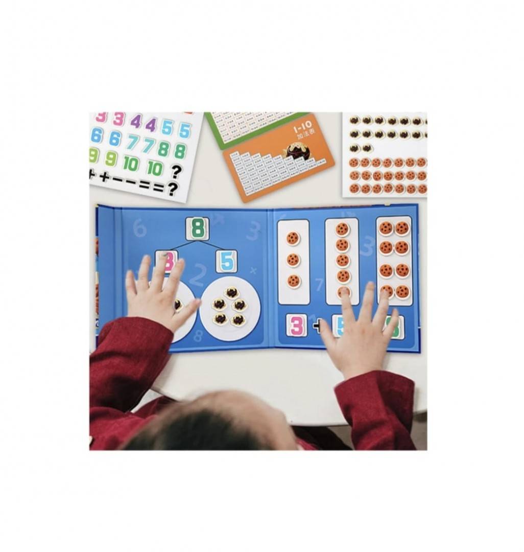 Joc magnetic aritmetic, 76 piese magnetice, multicolor, 3 ani+