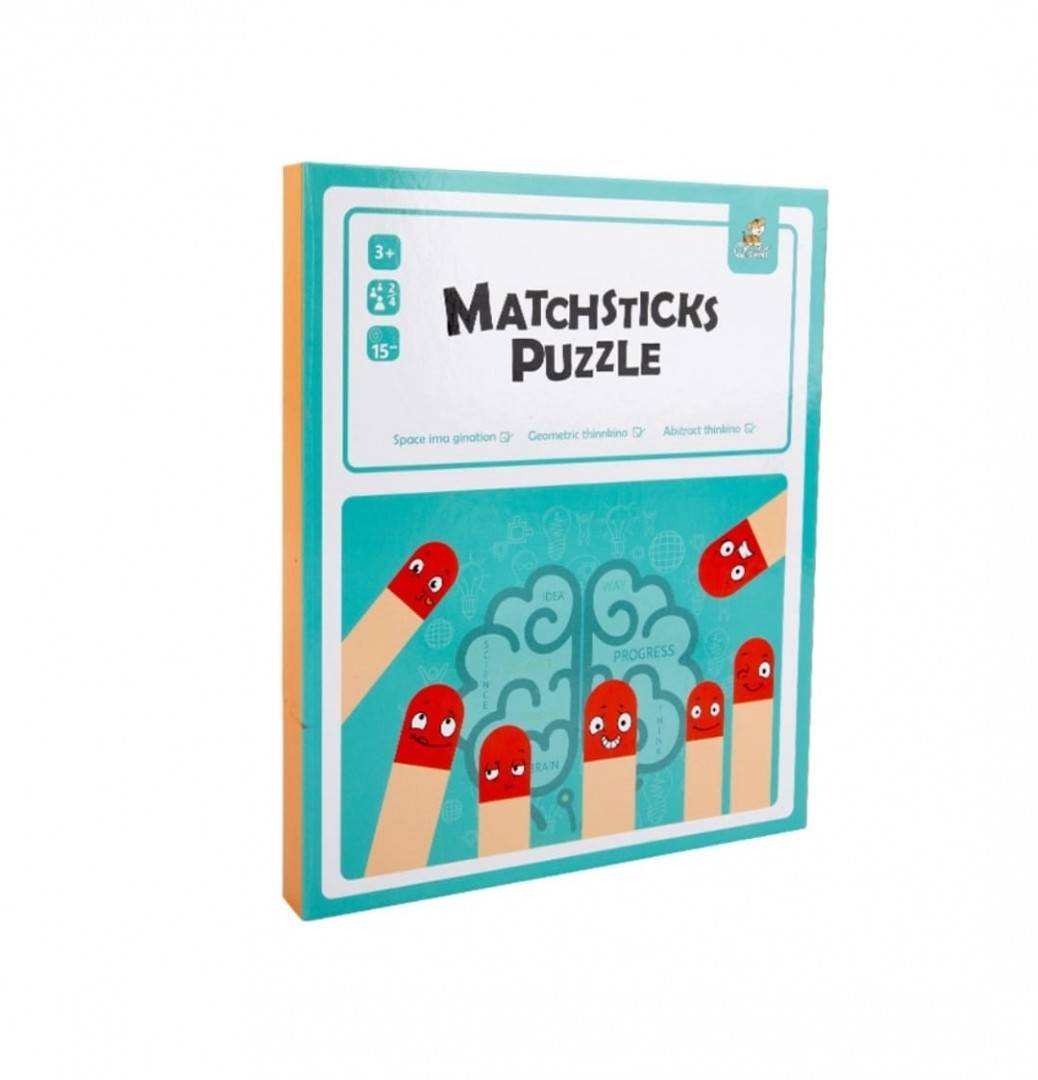 Joc magnetic Matchsticks Puzzle, cu betisoare din lemn, multicolor, 26 cm