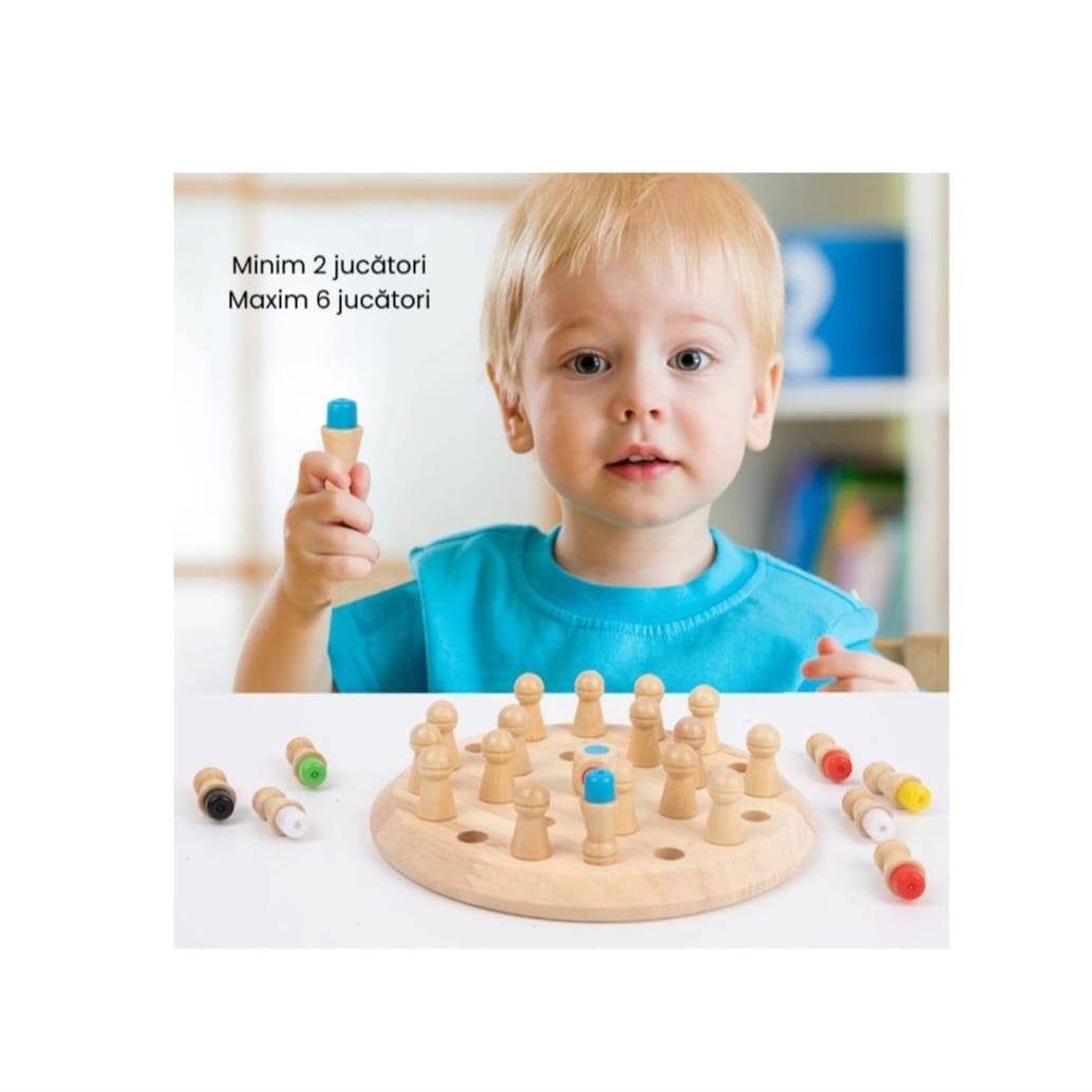 Joc memorie si inteligenta, Memory Chess, lemn, 3 ani+