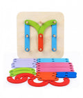 Joc Montessori din lemn, Cifre, Litere, multicolor, 26 piese, 17 cm