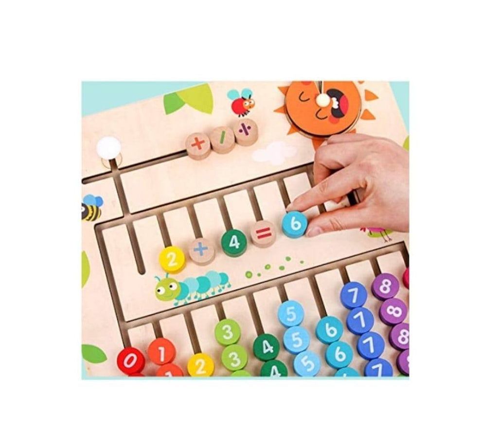 Joc, Montessori Labirint Matematica, lemn, multicolor, 30 cm