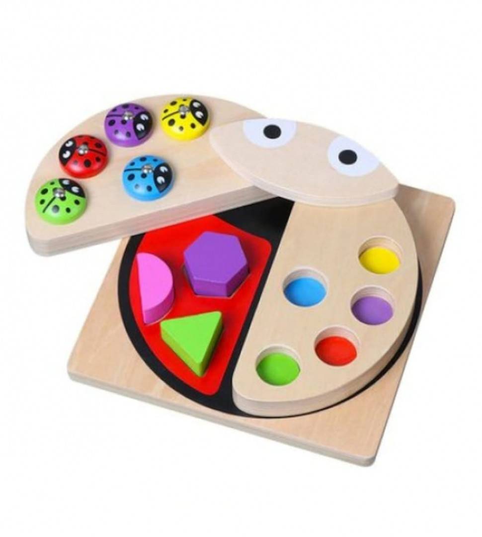 Joc Pescuit Magnetic, forme Buburuza, lemn, multicolor