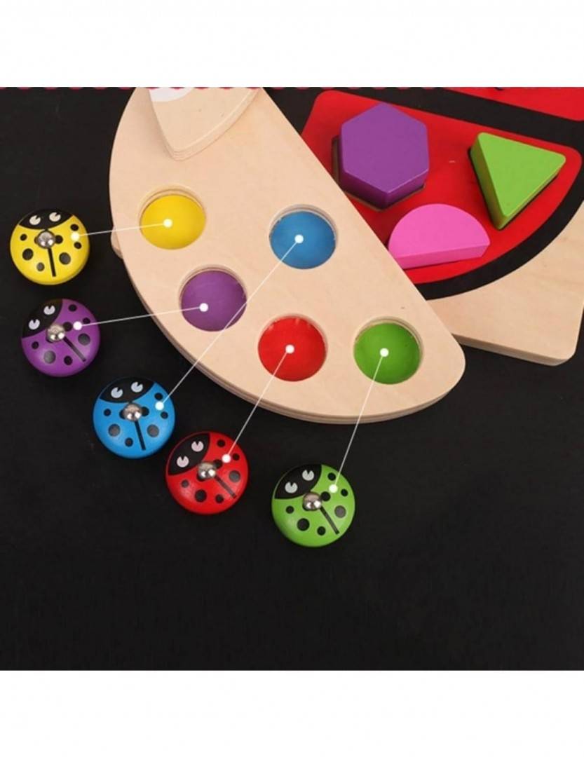 Joc Pescuit Magnetic, forme Buburuza, lemn, multicolor