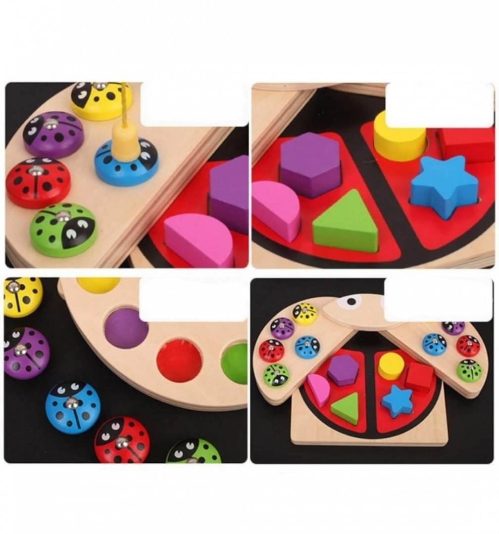 Joc Pescuit Magnetic, forme Buburuza, lemn, multicolor