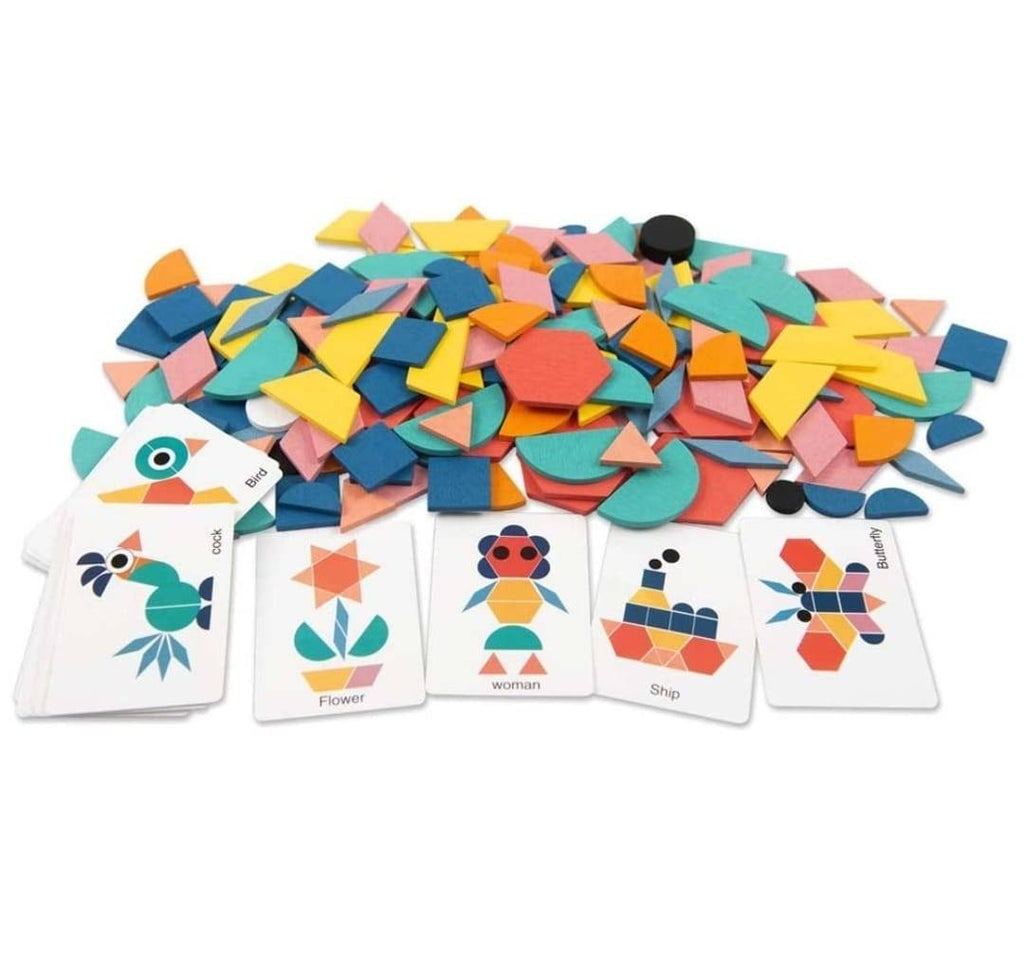 Joc Tangram educativ,din lemn, montessori, 180 piese