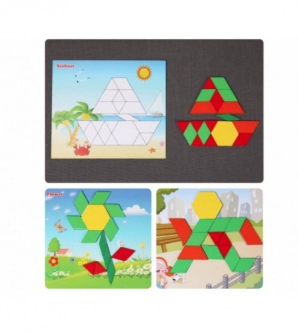 Joc Tangram educativ, lemn, 250 piese