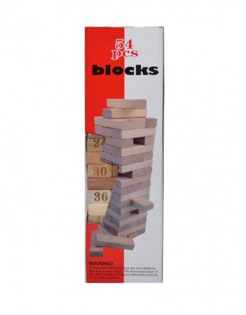 Jocul Turnul Cazator, Jenga, din lemn, 54 piese