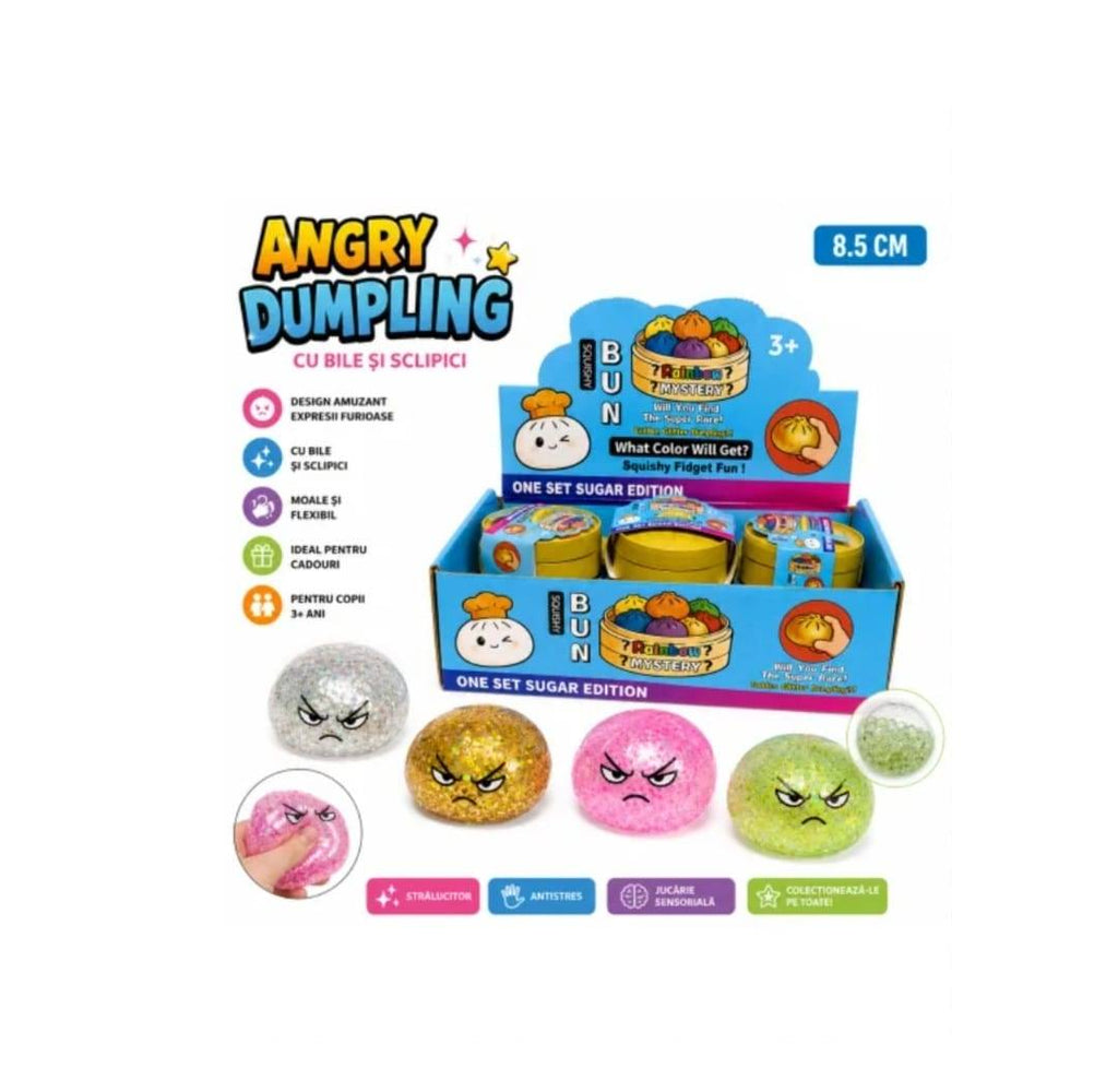 Jucarie antistres, Angry Dumpling, Galuste Suparate, squishy sclipici mystery box, 1buc, multicolor