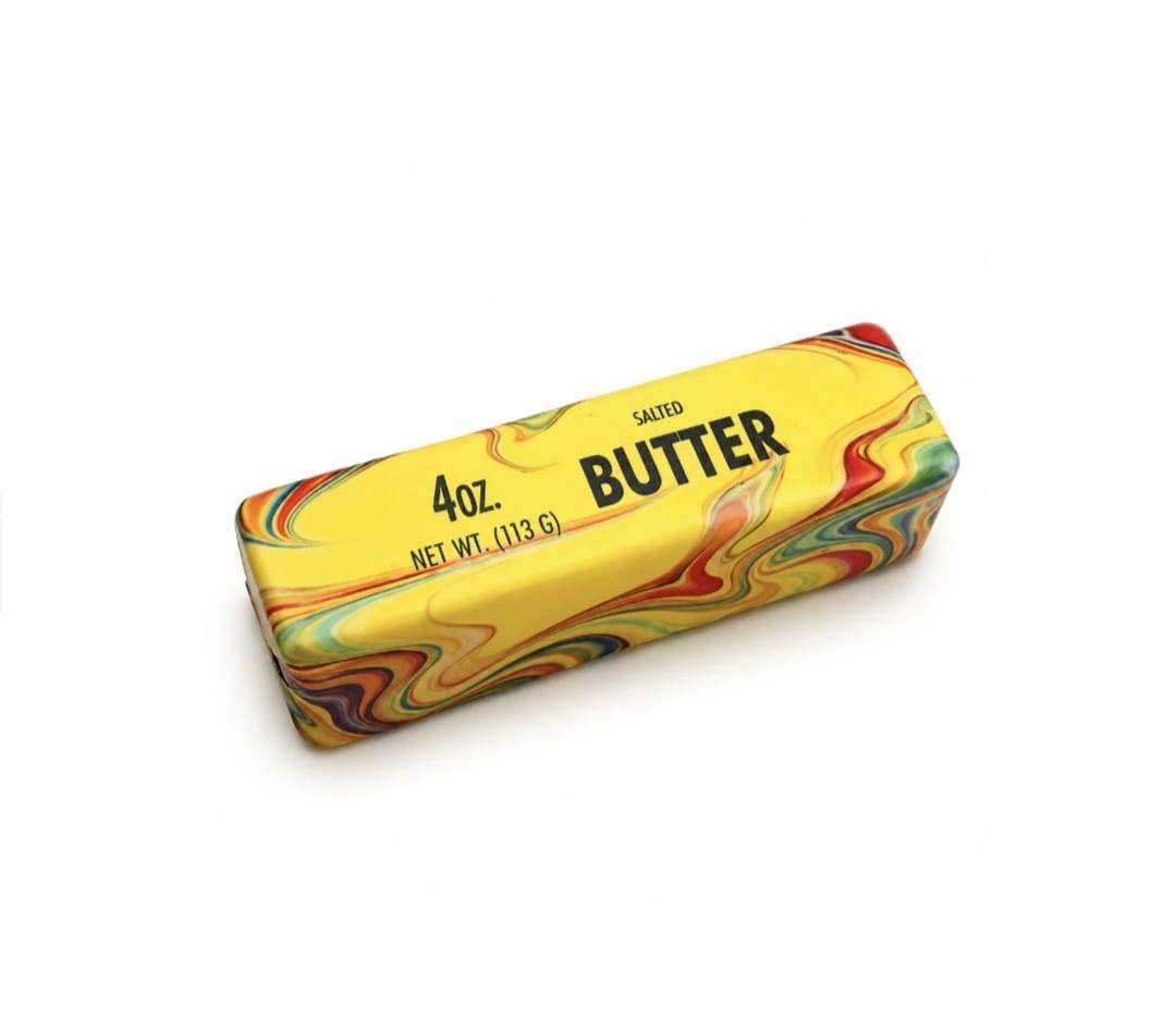 Jucarie antistres, Butter Squishy, design realist, textura moale, galben/multicolor