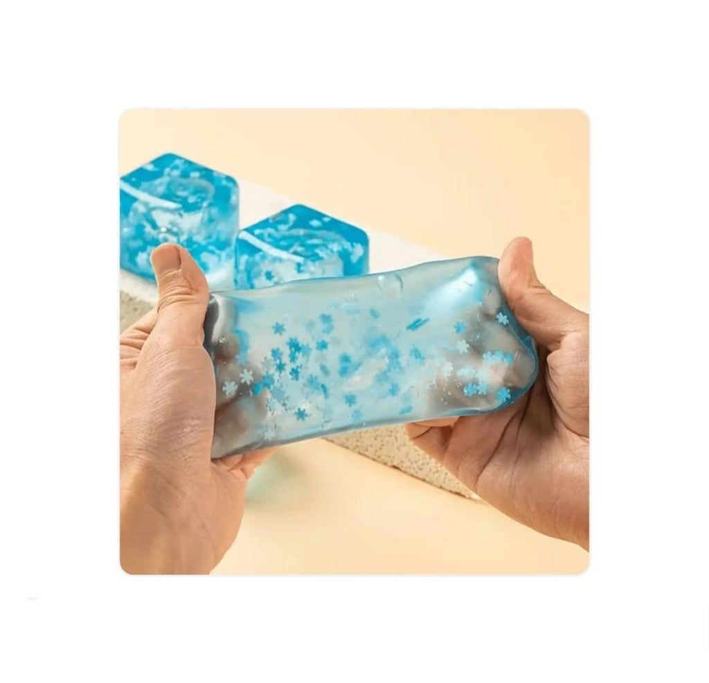 Jucarie antistres, Cub Jelly, albastru, 5 cm