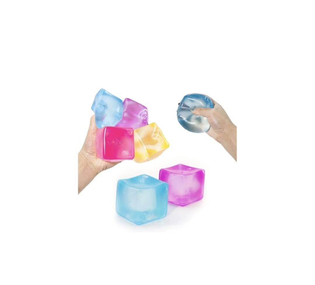 Jucarie antistres, Cub Jelly cu glitter, multicolor,  5.2 cm
